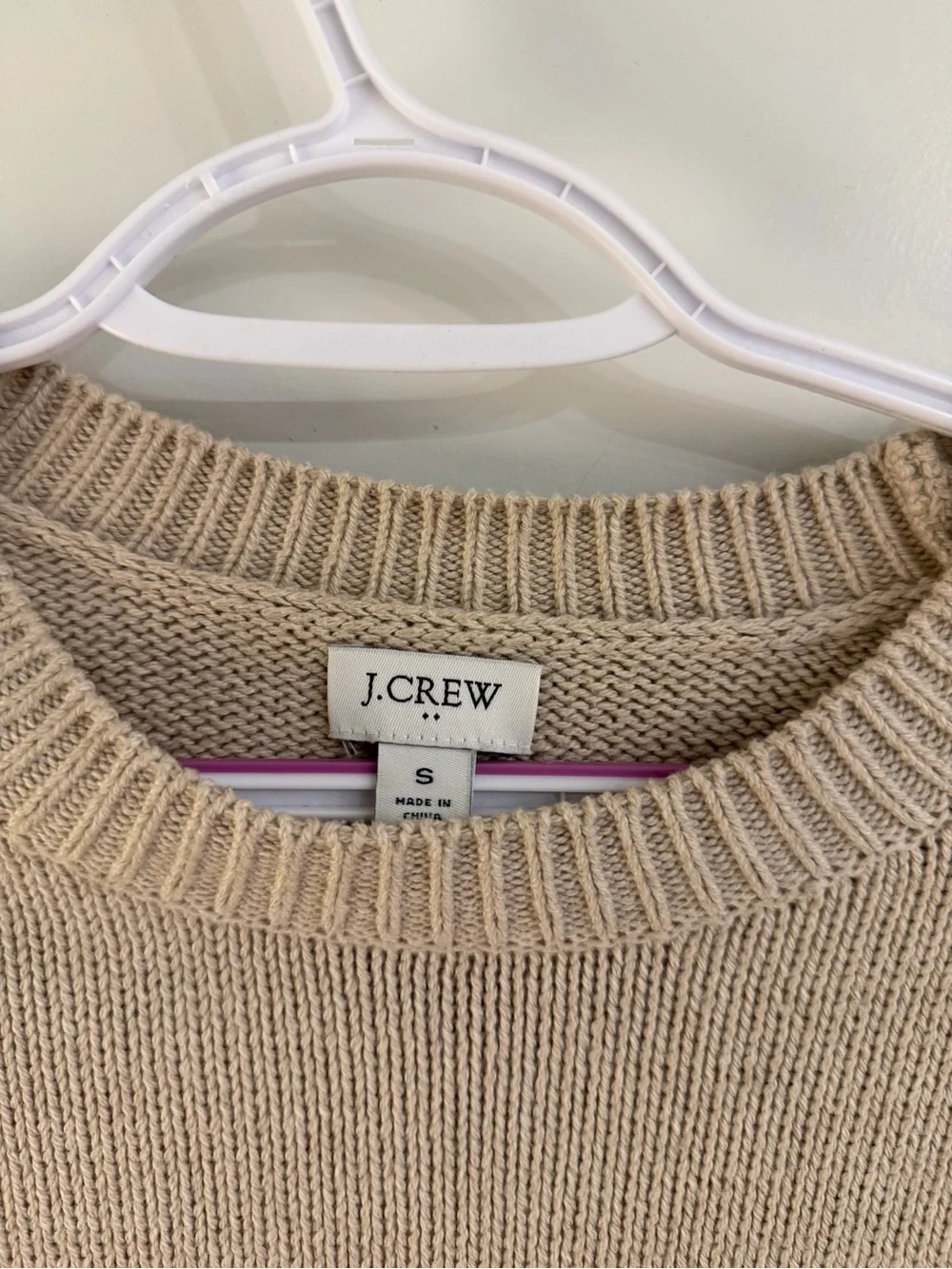 J. Crew Women's Cream Scallop-Hem Crewneck Sweater